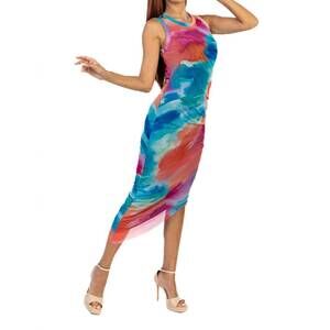 NEW ELANA KATTAN grace fitted tank sheath dress in blue